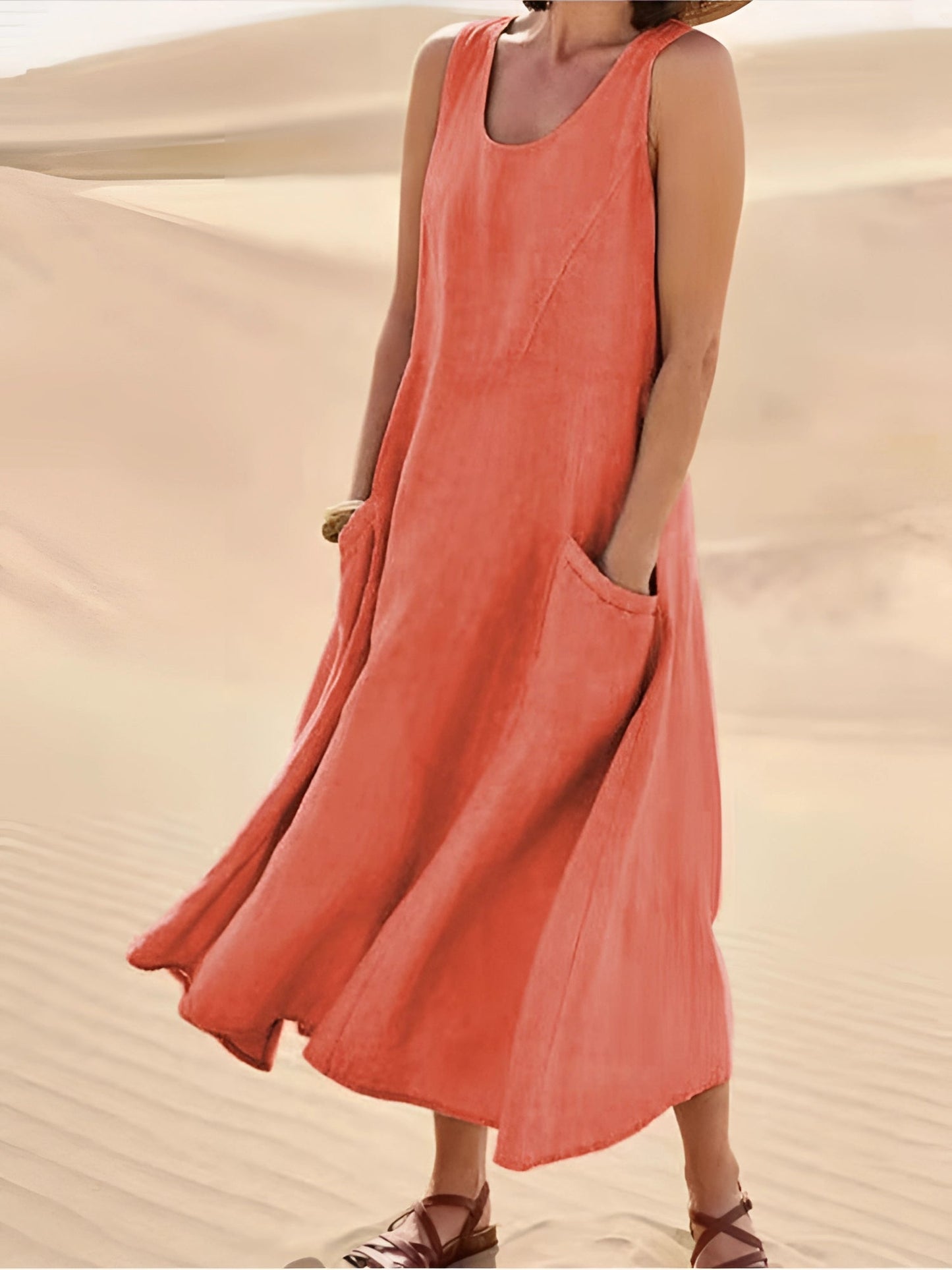 Leinen-Sommerkleid mit Taschen – lässiger Strandlook