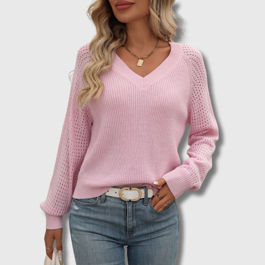 KROHN-E Damen V-Ausschnitt Pullover Weich