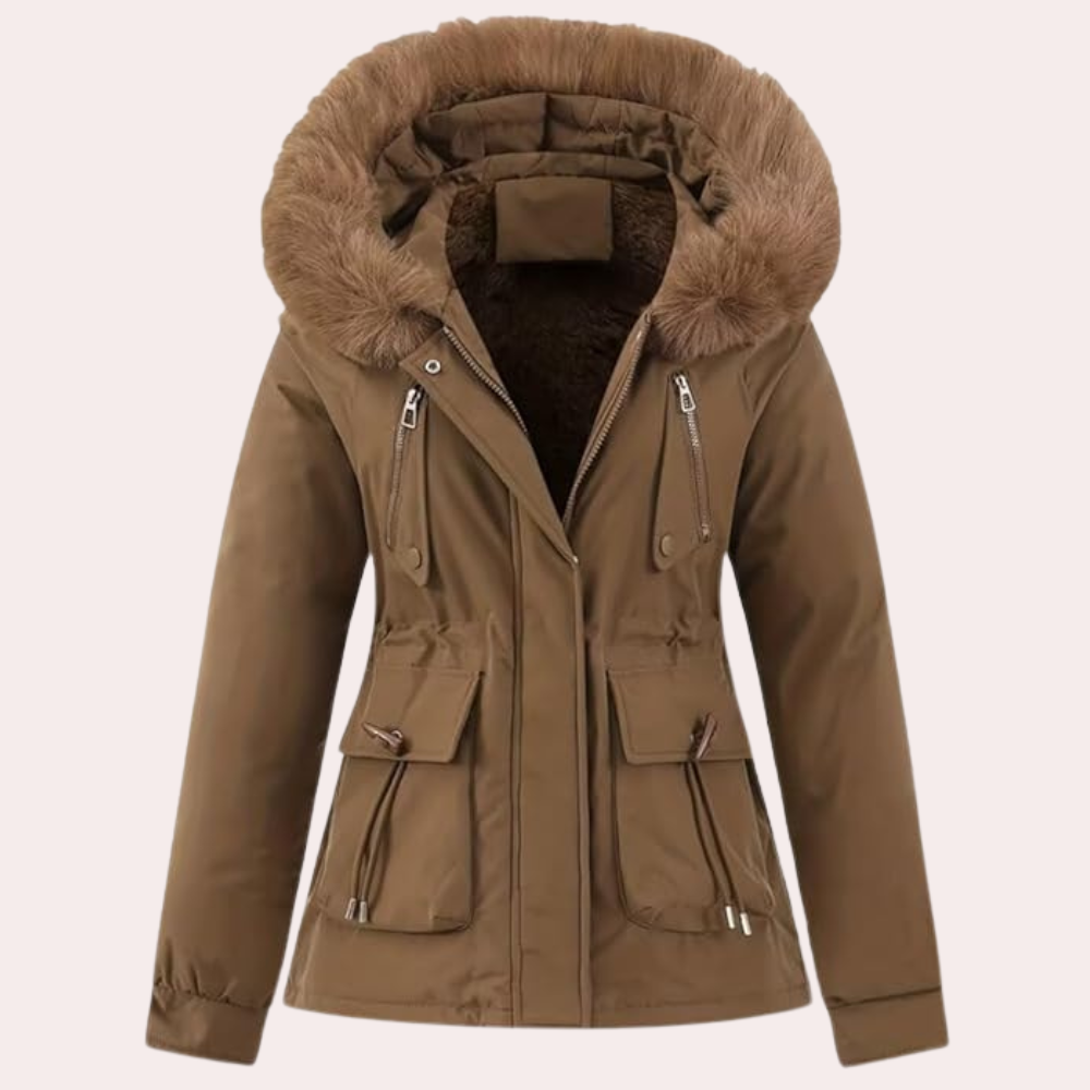 Krohn-e | Damen Winterjacke mit Kapuze und Warmfutter
