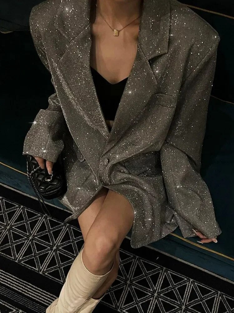 Krohn-e | Glänzender Paillettenblazer