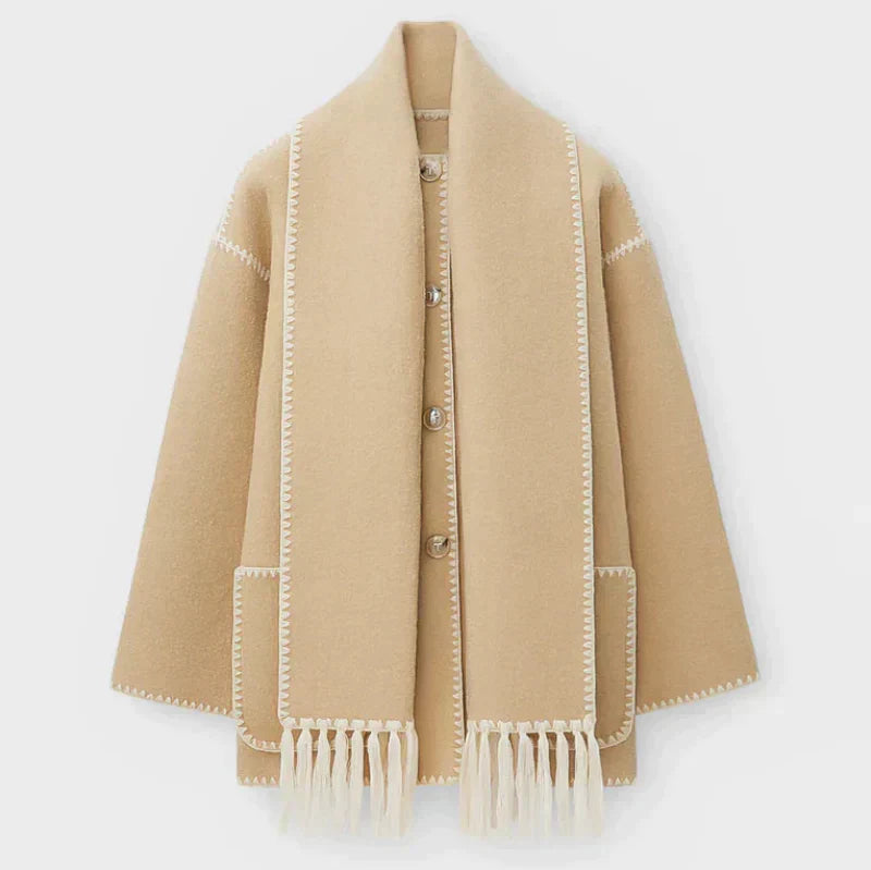 Krohn-e | Damen Wickeljacke mit Drapiertem Vorderteil