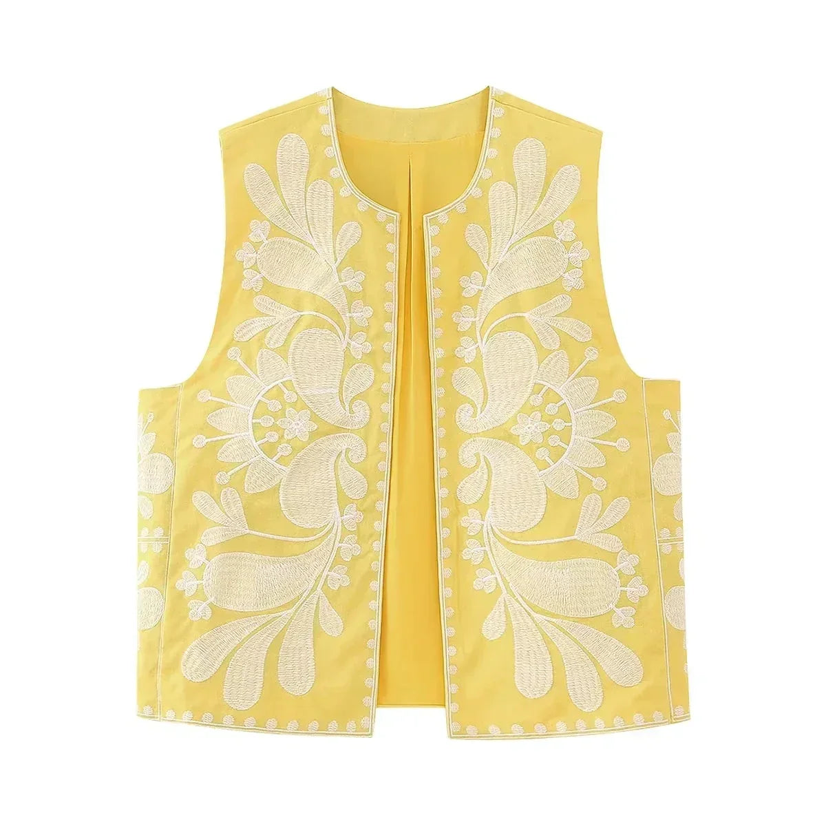Krohn-e | Bestickte Florale Kurze Weste