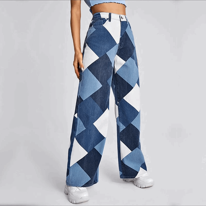 Krohn-e | Strukturierte Damen Jeanshose mit Komfortablem Weitem Schnitt