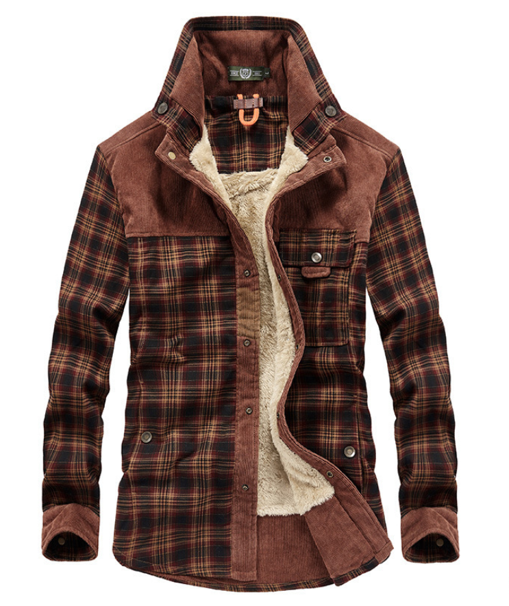Krohn-e | Warme Flanell-Winterjacke für Herren mit Stehkragen