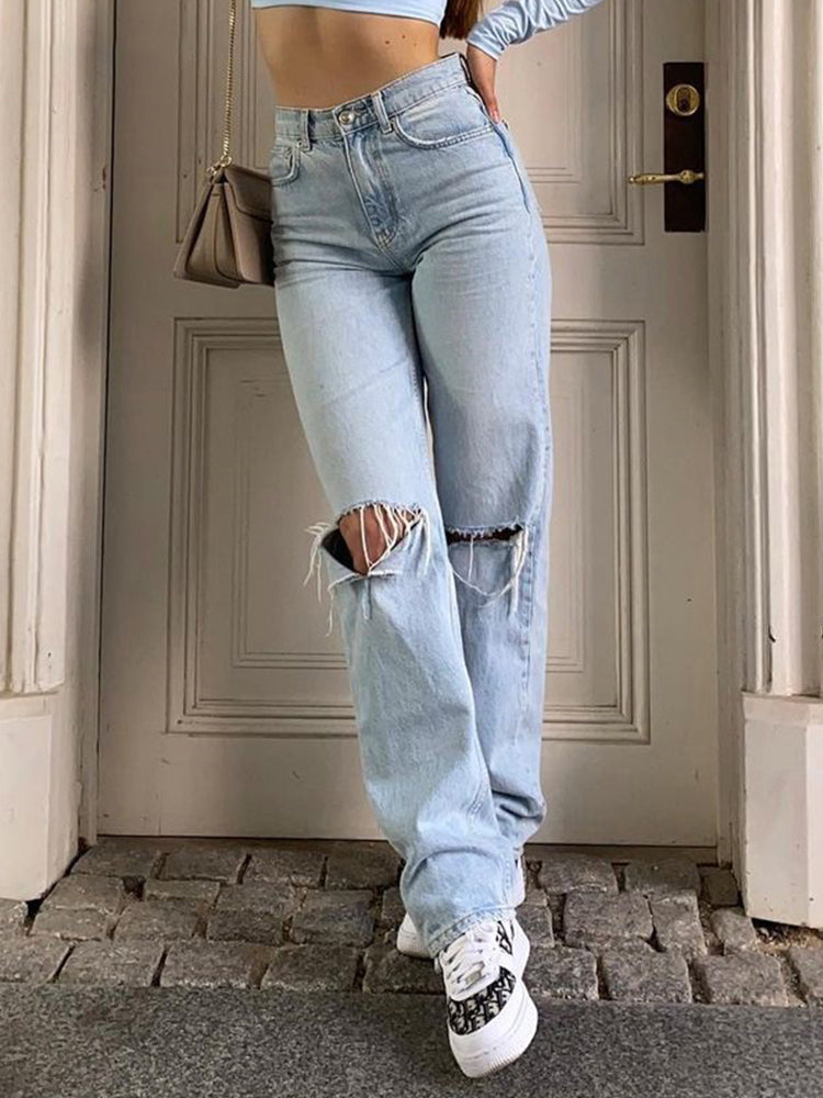 Damen Baggy Jeans von Zelyssa | Blau