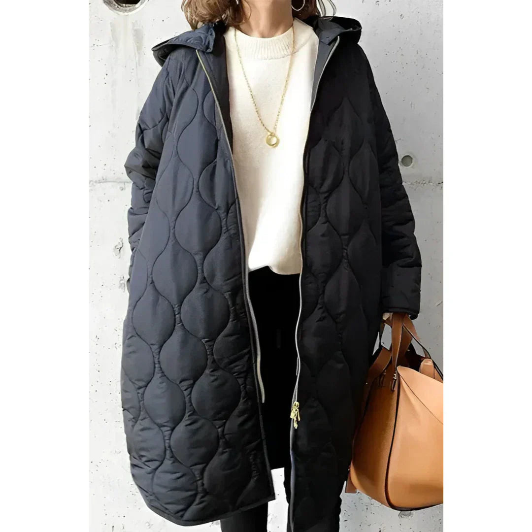 Krohn-e | Gepolsterte Jacke - Oversized Passform - Lange Länge - Mit Kapuze und Reißverschluss