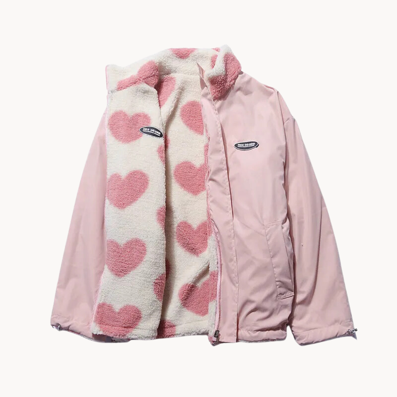 Krohn-e | Romantische Damenjacke mit doppelseitigem Herzmuster