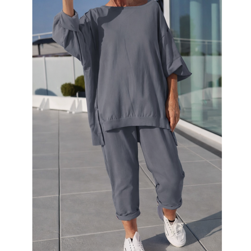 KROHN-E Damen Loungewear-Set Weicher Stoff Entspannte Passform