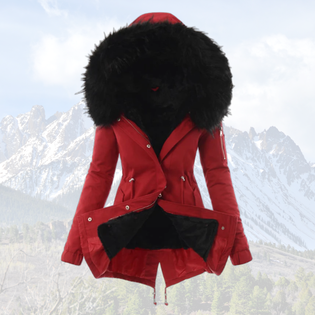 Krohn-e | Thermisch Isolierte Winterjacke - Modischer Wintermantel mit Kunstfellkapuze