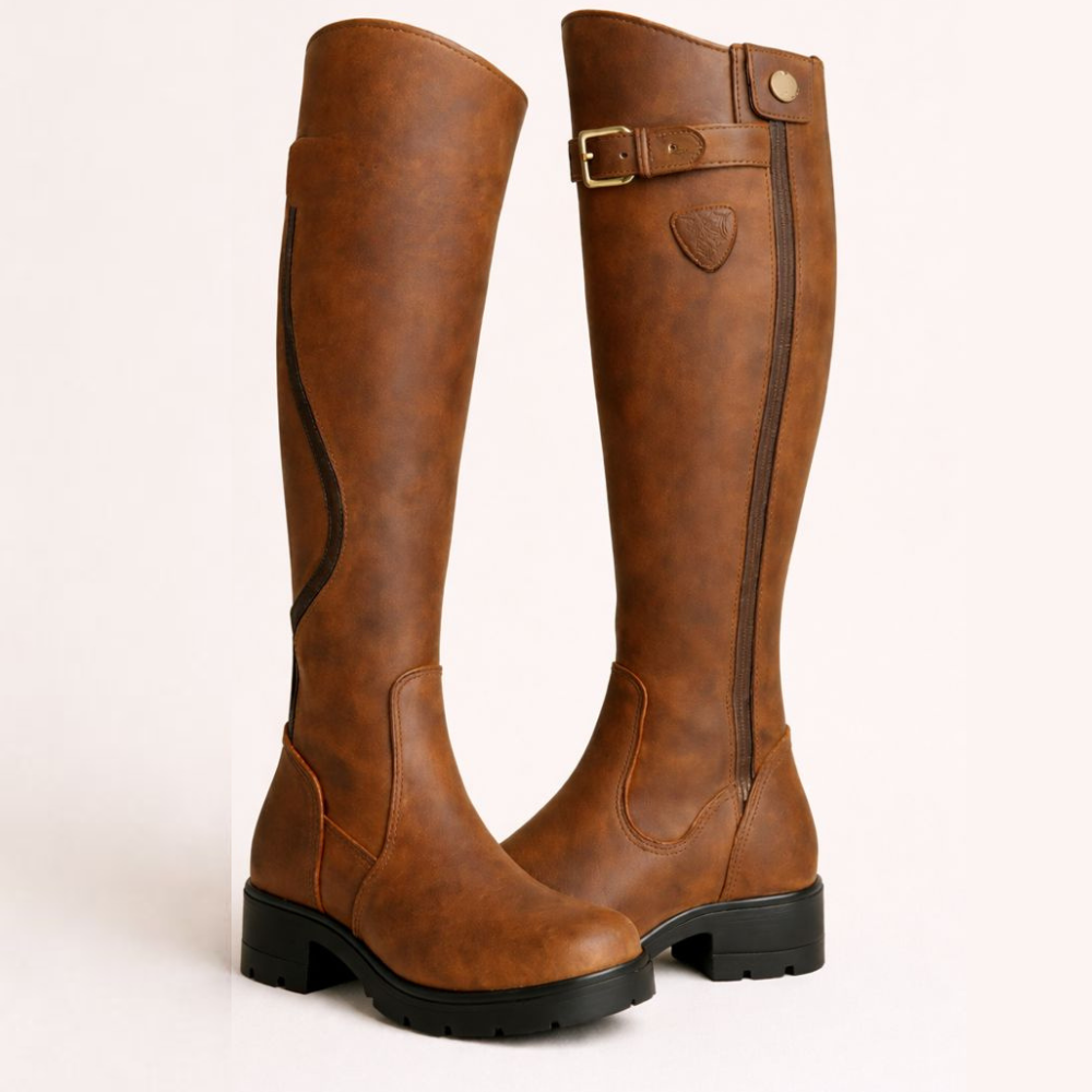 KROHN-E Damen Wasserdichte Stiefel Schwarz Rutschfeste Sohle