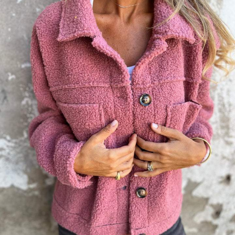 Krohn-e | Teddy-jacke mit Knöpfen Weich und Warm Perfekt für Herbst und Winter