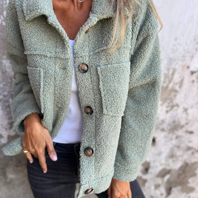 Krohn-e | Teddy-jacke mit Knöpfen Weich und Warm Perfekt für Herbst und Winter