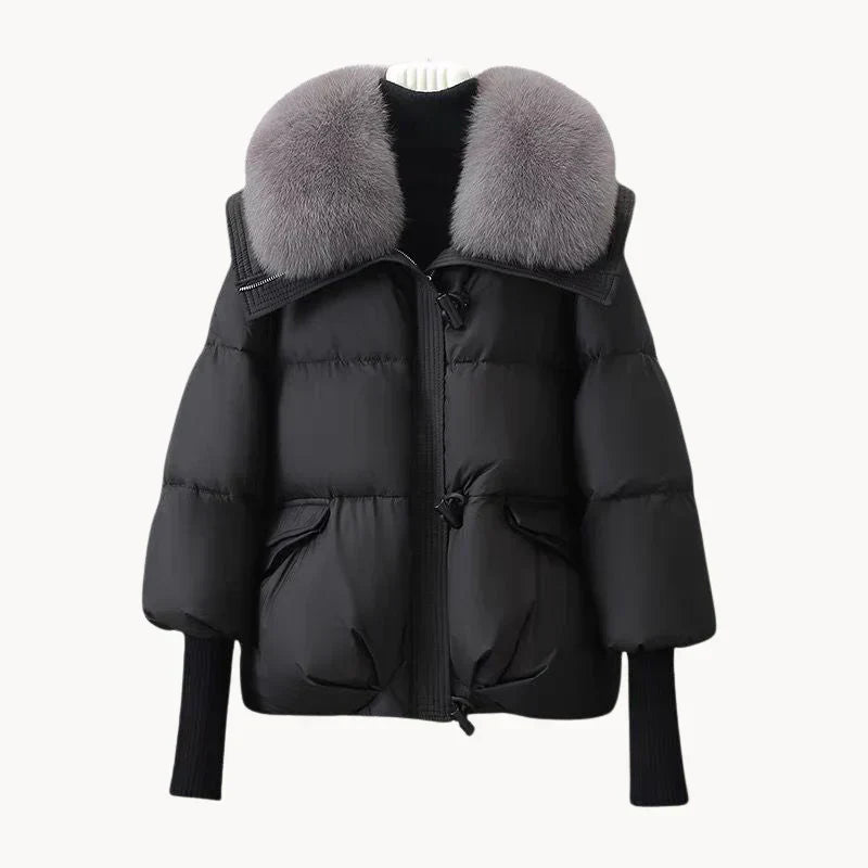 Krohn-e | Glamouröse Daunenjacke mit Kunstpelzkragen für Damen
