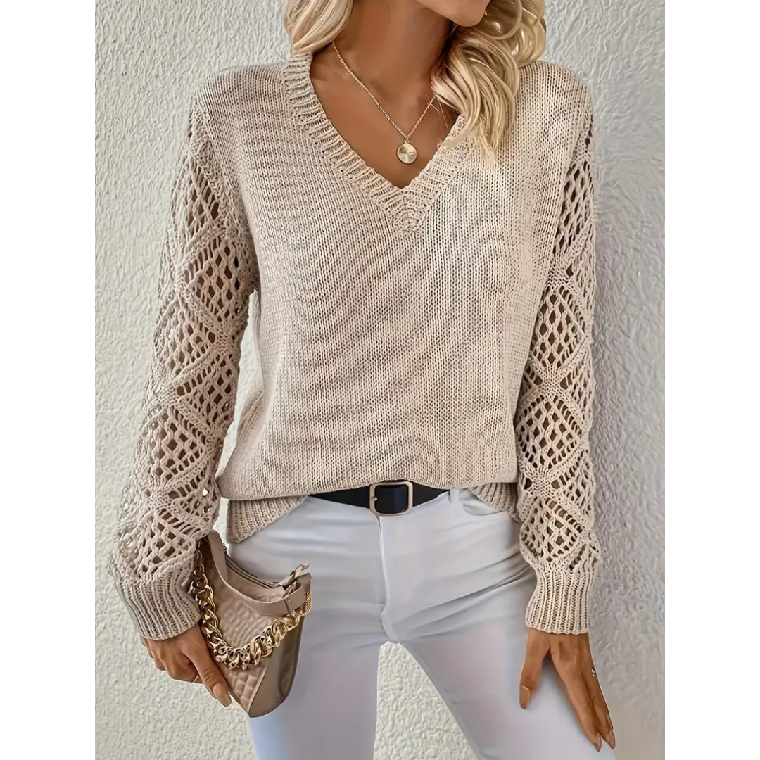 Damensweatshirt mit V-Ausschnitt von Fudus