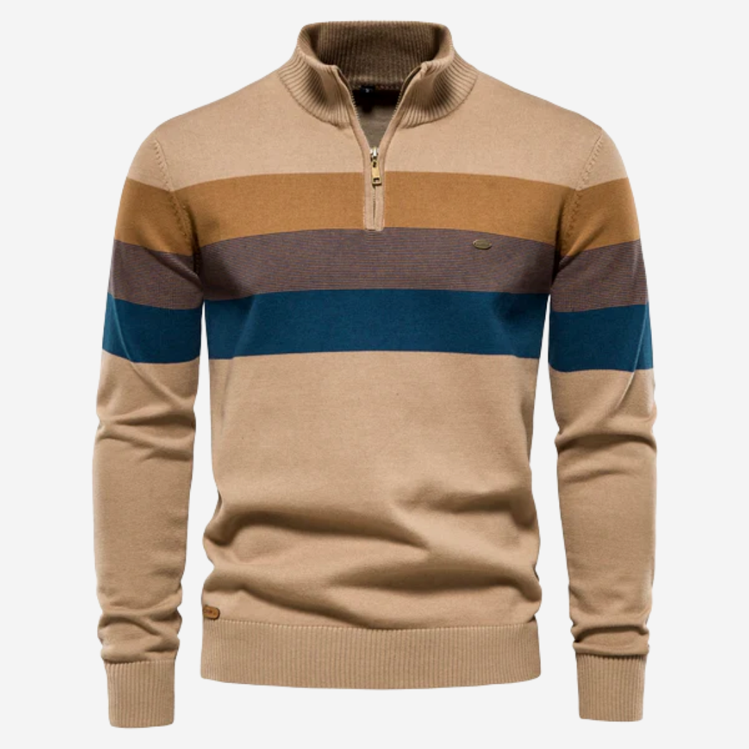 Männers Polo-Pullover mit kurzem Reißverschluss
