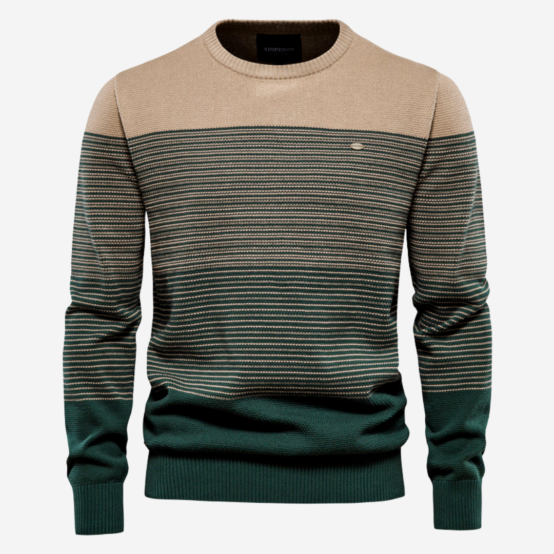Krohn-e | Strickpullover mit Kontraststreifen Baumwollmischung Komfort und Stil