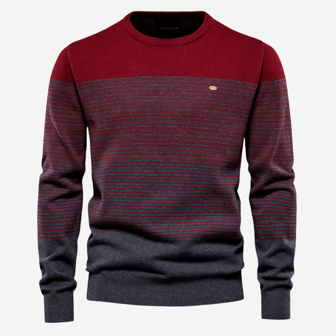Krohn-e | Strickpullover mit Kontraststreifen Baumwollmischung Komfort und Stil