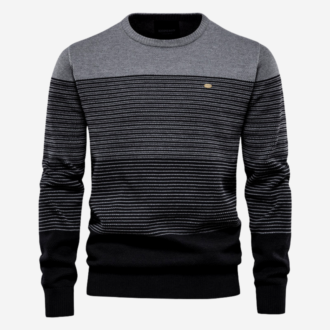 Krohn-e | Strickpullover mit Kontraststreifen Baumwollmischung Komfort und Stil