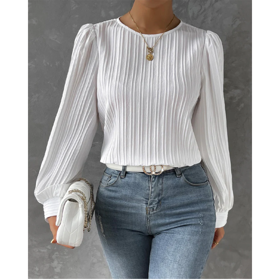 Krohn-e | Bluse mit Strukturstrick Lange Ärmel Elegantes und Feminines Design