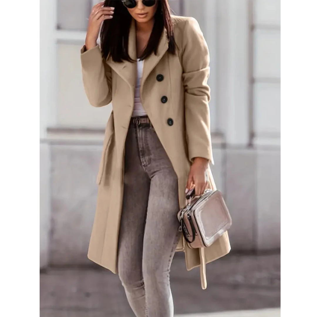 Krohn-e | Damen Lange Warme Trench Mantel - Winter