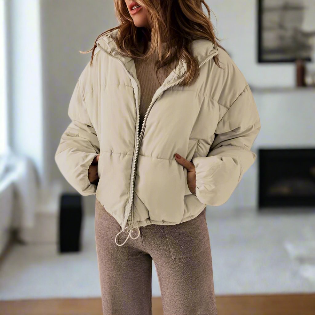 Krohn-e | Pufferjacke - Kurze Länge - Hoher Kragen - Reißverschluss - Verstellbare Passform