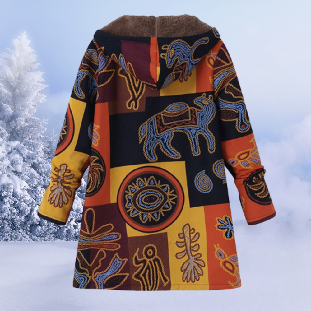 Krohn-e | Bequemer Damen Wintermantel mit Blumendruck