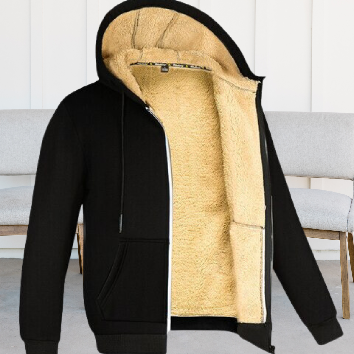 Korvella: Bequeme Kapuzenpullover aus Lammfellfleece mit langen Ärmeln