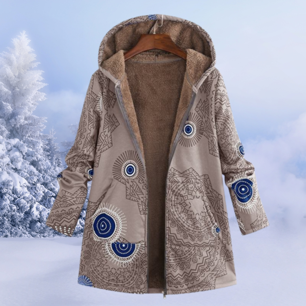 Krohn-e | Bequemer Damen Wintermantel mit Blumendruck