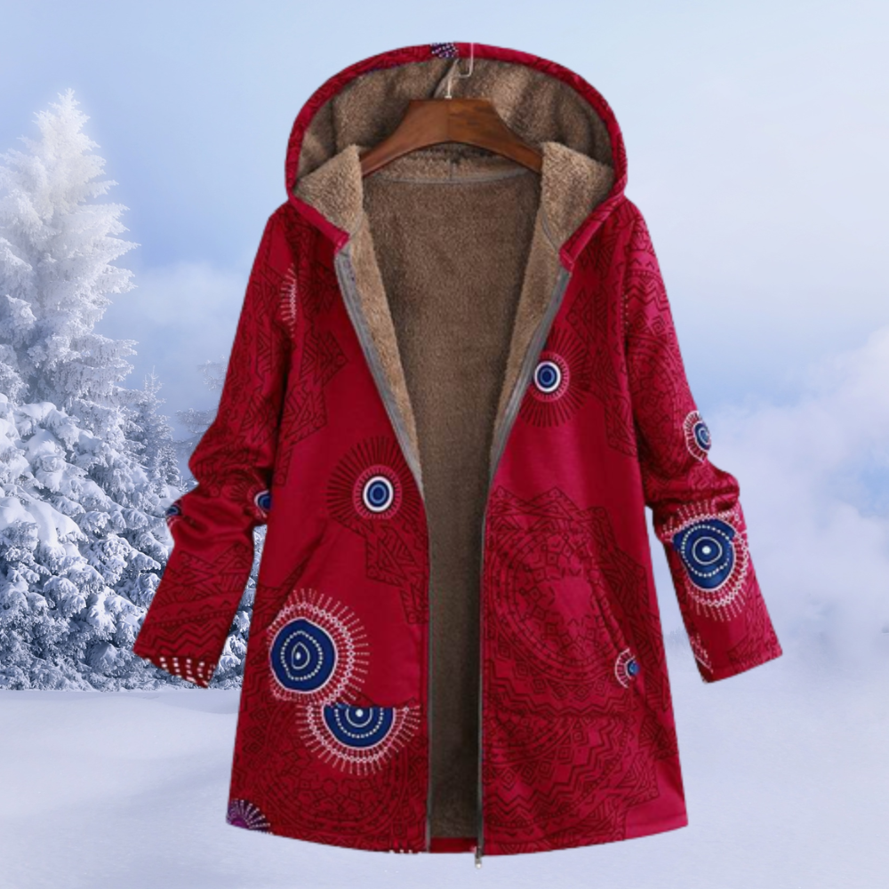 Krohn-e | Winterjacke Damen mit Blumenmuster Warm