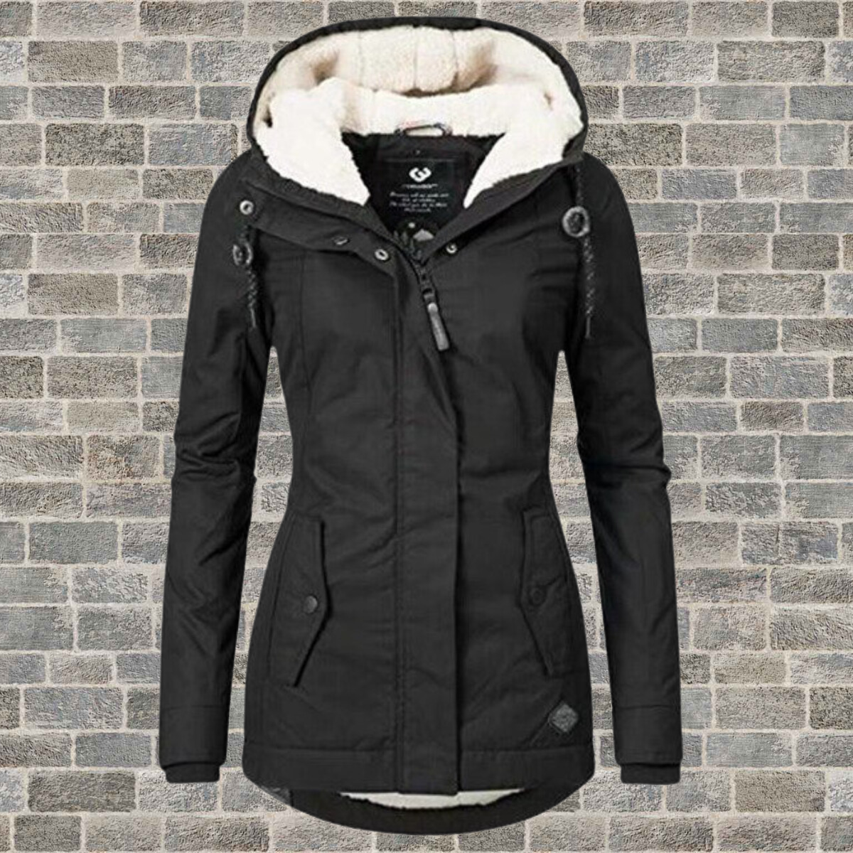 Damen-Sherpa-Baumwoll-Sweatshirt mit Kapuze von Fudus