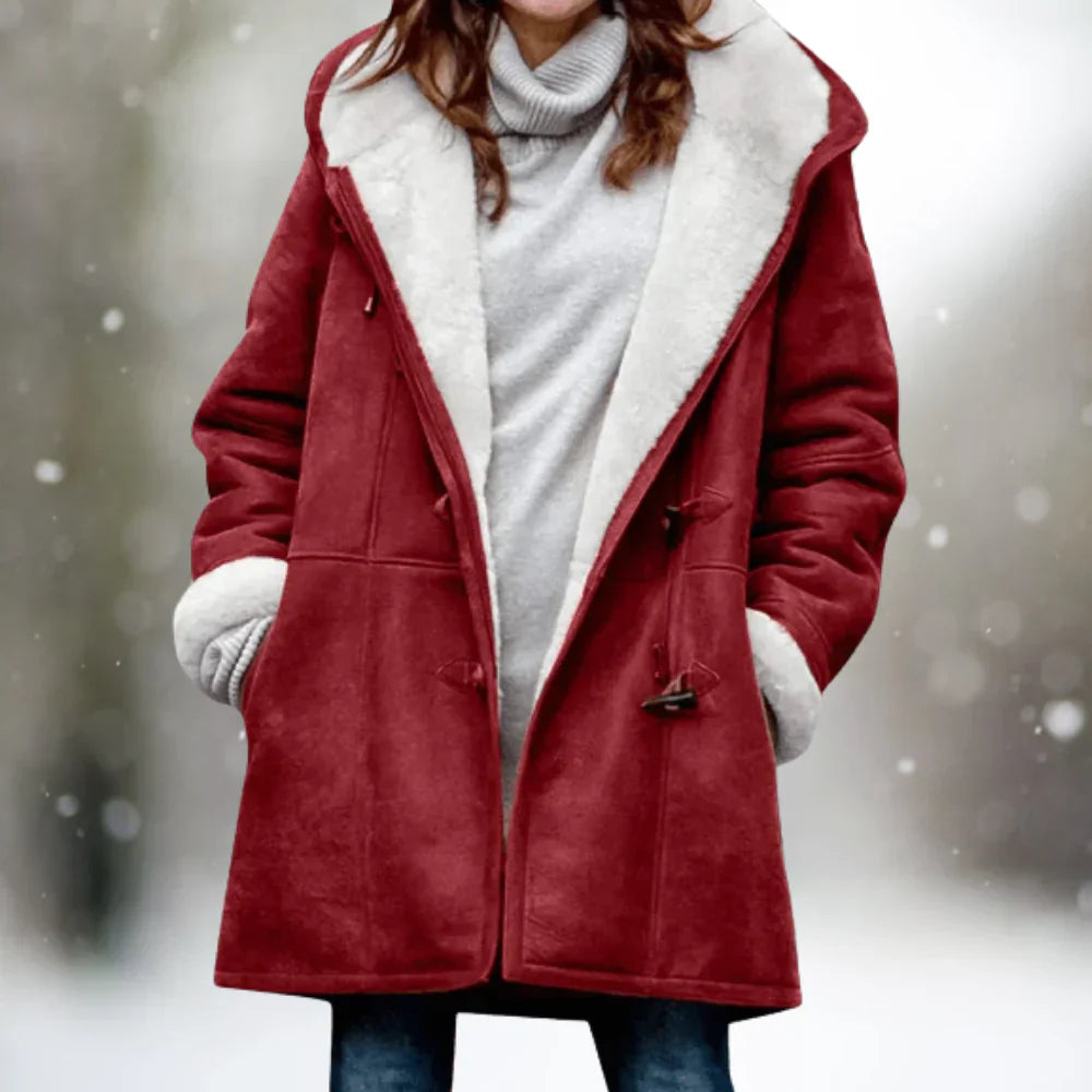 Krohn-e | Hochwertige Fleecejacke Aus Wildleder mit Halblanger Kapuze