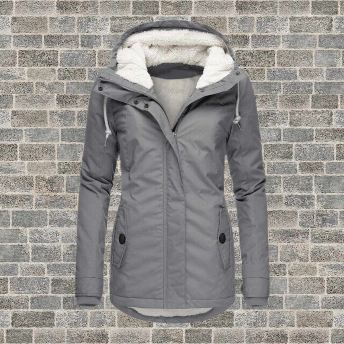 Damen-Sherpa-Baumwoll-Sweatshirt mit Kapuze von Fudus