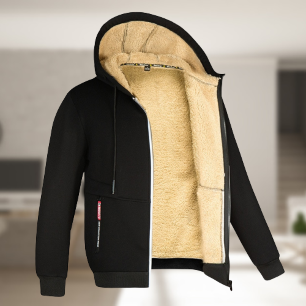 Krohn-e | Lässige Herren Winterjacke mit Kapuze und Fleece