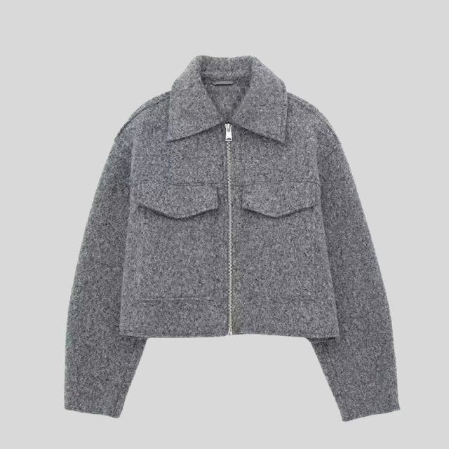 Modische Wolljacke Adeline mit Reißverschluss