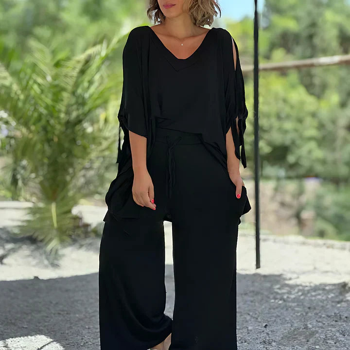 Fudus: Locker sitzende Bluse und Hose mit Kordelzug