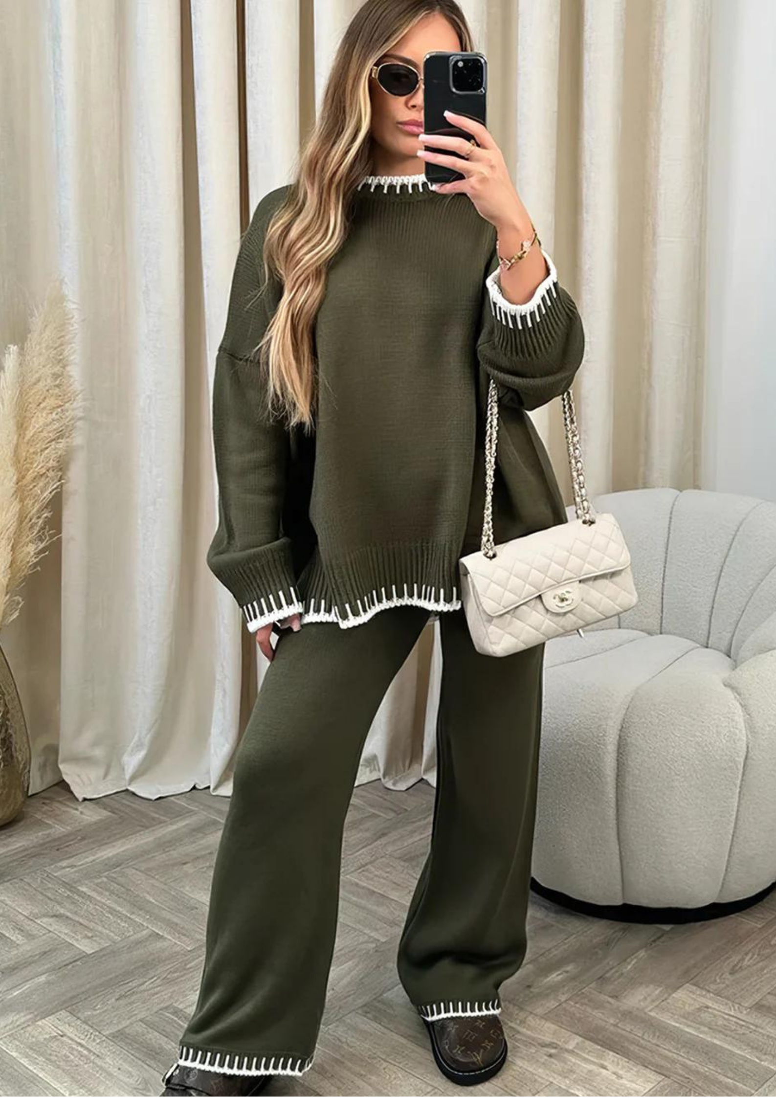 Krohn-e | Damen Loungewear Satz mit Weiter Hose und Pullover