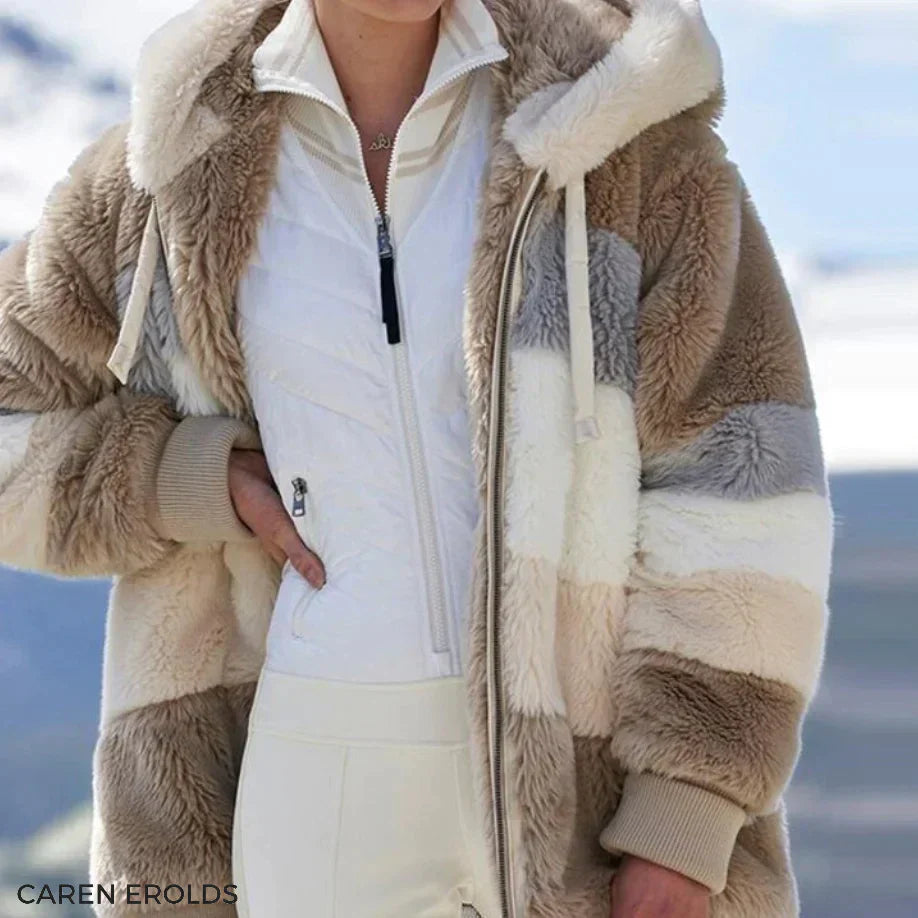 Weiche Tweed Kapuzenjacke mit flauschigem Wollfutter