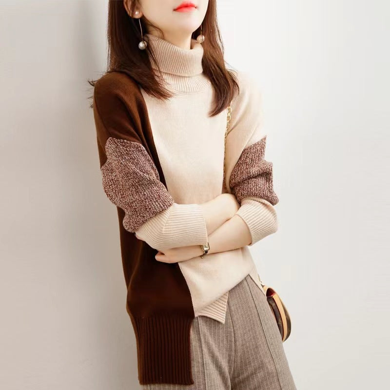 Jeana Rollkragenpullover mit Kontrastfarben
