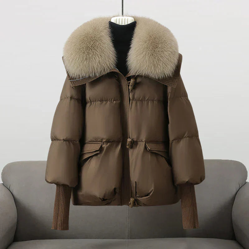 Krohn-e | Glamouröse Daunenjacke mit Kunstpelzkragen für Damen