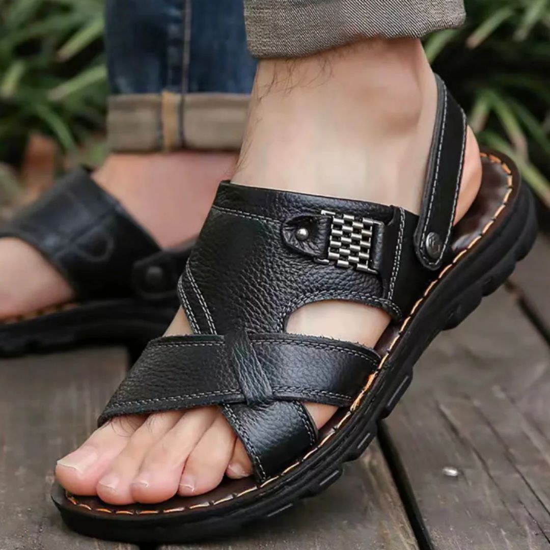 Herren-Ledersandalen mit Fußbettstütze für den Sommer