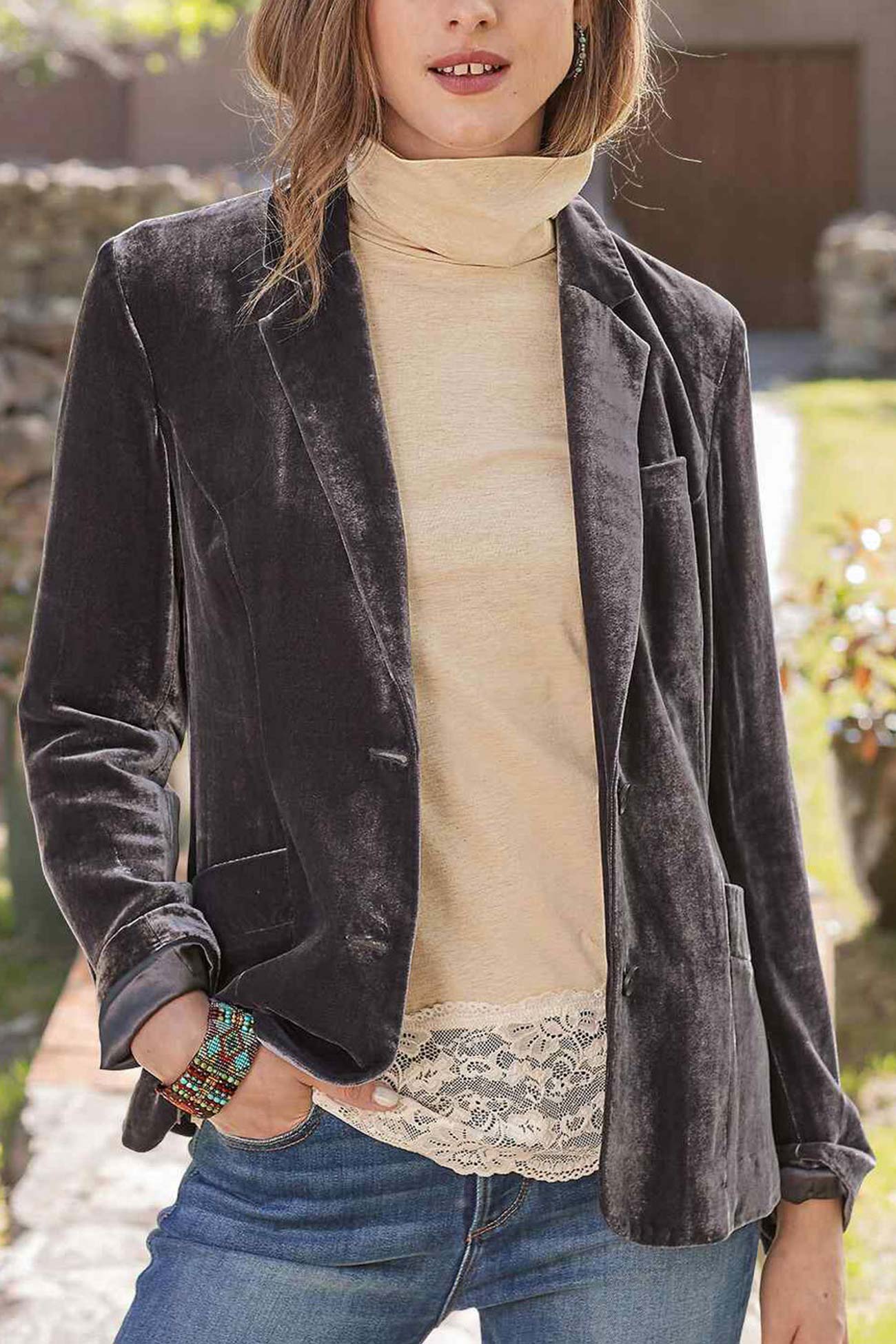 Krohn-e | Geschnittener Crop - Blazer Aus Samt - Rubinrot