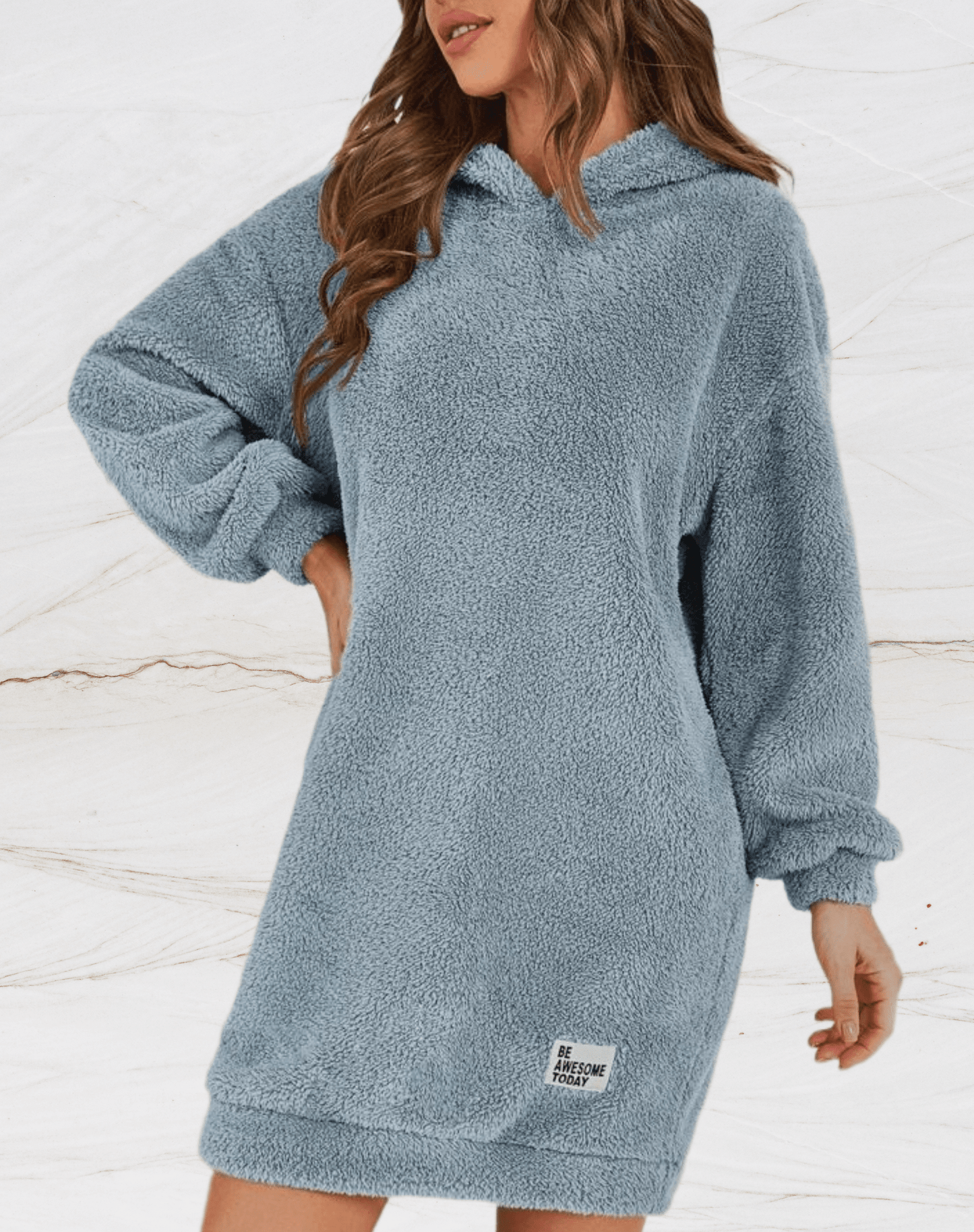 Bequemer, großer, flauschiger Kapuzenpullover für Damen von Fudus