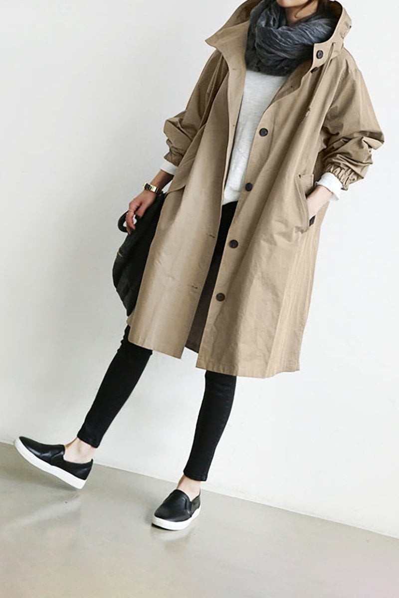 Elegantes, wasserdichtes Trenchcoat mit Kapuze von Helena