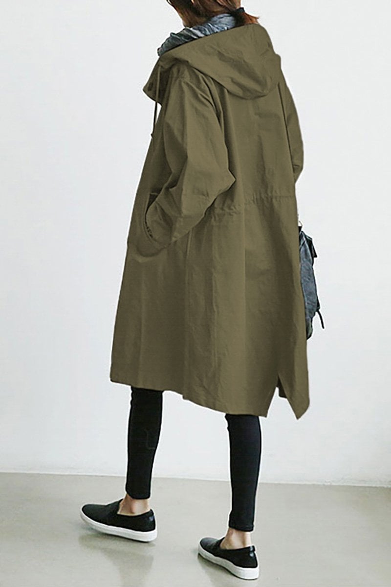 Elegantes, wasserdichtes Trenchcoat mit Kapuze von Helena