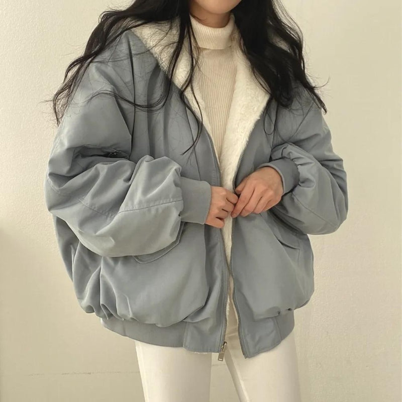 Damen Oversize Bomberjacke von Avelena – stilvoll und doppelseitig