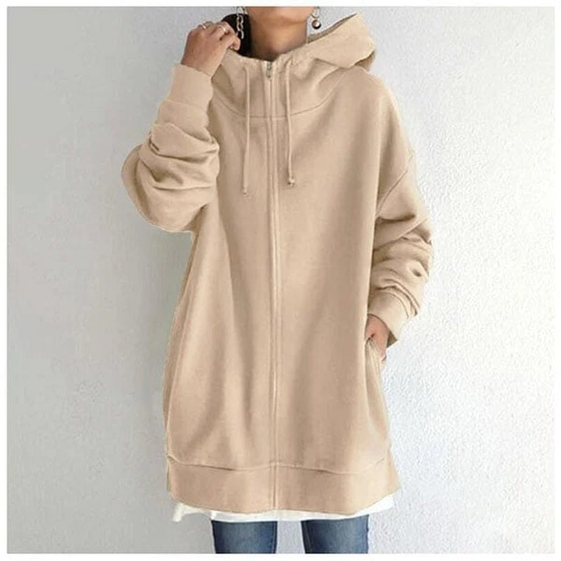 Elegantes Damen-Kapuzenpullover mit Reißverschluss für Herbst und Winter - Maya