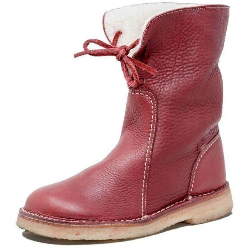 Elena Winterboots: Warme, wasserdichte Leder-Fleece-Stiefel mit Wollfutter