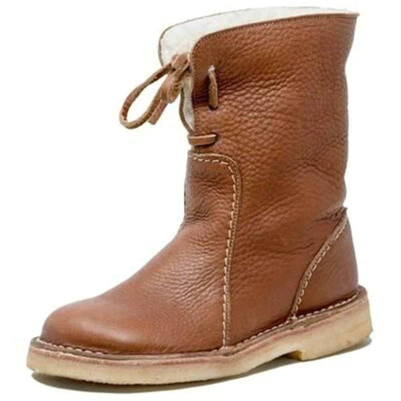 Elena Winterboots: Warme, wasserdichte Leder-Fleece-Stiefel mit Wollfutter