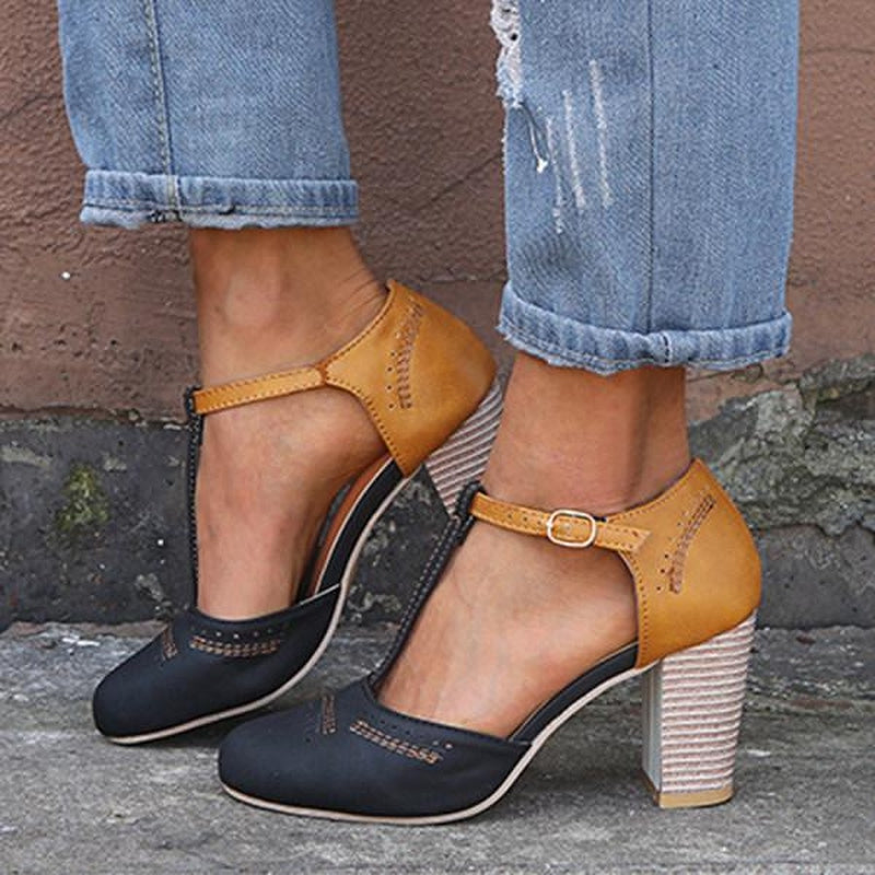 Damen-Sandalen Jessica: Stilvolle Retro-Sandaletten mit hohem, bequemem Absatz
