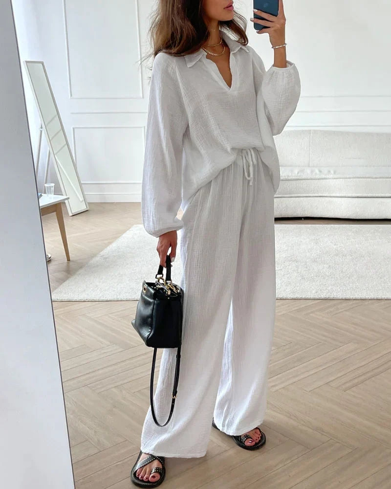 Elegantes zweiteiliges Herbst-Set von Maya mit V-Ausschnitt